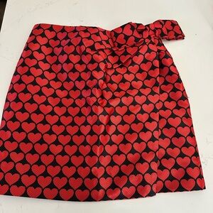 J. Crew Red and Black Heart Mini Skirt